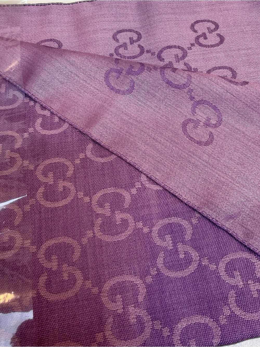 NWT Gucci Giant GG Monogram Scarf in Lilac Purple/Pink